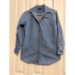 THREE RIVERS Womens Denim Shirt Long Sleeve Ice Hockey Embroidered Collared M Blue Size M Photo 2