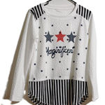 White and Black Striped Knit‎ Top Size M Photo 0