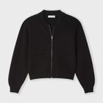 WHITE + WARREN Superfine Organic Cotton Track Jacket Zip Sweater Jacket Black Size L Photo 1