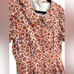 Madewell  floral print purple burnt orange piccola mini button collar mini dress Photo 8