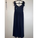 Lulus  Radiant Charisma Navy Chiffon Ruched Tie-Strap Maxi Dress Bridesmaid Sz M Photo 3