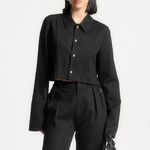 Linen Pintuck Cropped Shirt Photo 0