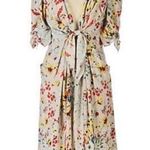 Anthropologie Baraschi | S | Anthroplogie 100% Silk Tie Front Mini Dress Bow Floral Puff Photo 0