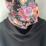 ZARA  Women's Floral Cropped Double Hoodie Sweatshirt Black Size M Photo 6