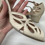 Klub Nico Cream Embossed Leather Chunky Heels Womens 7 Gold Accents Made Brazil Photo 10