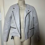Gap  Women's Light Gray Leather Jacket Photo 3