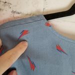 JUNK FOOD DAVID BOWIE LIGHTNING BOLT PRINT BLUE BUTTON FRONT SWING DRESS… Red Size M Photo 11