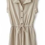 Gilly Hicks  Oatmeal Beige Button Front Shorts Romper with Cinched Waist Photo 0
