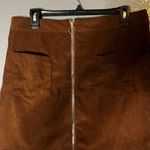 SheIn  Brown Corduroy Skirt XL Zip Front Mini Skirt with Pockets W34 L16 Photo 2