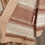Free People  Cozy Cabin Chunky Knit Boho Ivory Peach Cardigan Sweater Oversized X Photo 4