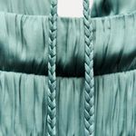 ZARA  maxi dress boho pleated  Teal Evening Gown wedding party cocktail Photo 14