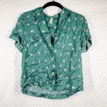 Anthropologie Green Satin Dog Print Pajama Set Photo 1