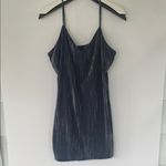 Elodie  V-Neck Velvet Cami Dress in Blue Slate Blueish Gray Large Photo 1