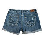 EXPRESS Distressed Denim Shorts Women’s Size 0 Medium Wash Stretchy Stylish Photo 2
