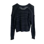 IRO Sweater Womens Small Black Open Knit Chunky Pullover Cropped Cotton Top Photo 1