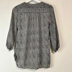 Max Studio Women’s 3/4 Sleeve Half Button Blouse Black White Print Size XS Sheer Photo 8