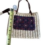 Sonoma Vintage Lifestyle Straw & Fabric Bag Brown Handles Removable Strap NWOT Photo 5