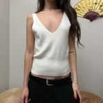 kilte los angeles white ribbed knit v neck cotton cashmere sweater tank top Photo 4