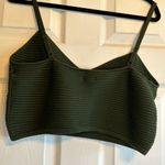 Aerie Ribbed Knit Crop Top Olive Green Bralette Sleeveless Tank Top Casual Photo 2