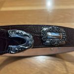 Brighton  1993 dark brown textured silver medallion accents belt size medium. Photo 3