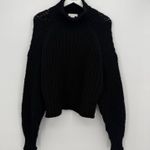 EXPRESS Black Chunky Knit Mock Neck Sweater Oversized Size Small Polyester Photo 0