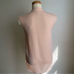 Vince  Blush Pink 100% Silk Chiffon Sleeveless Blouse Bow Neck Tie XS Extra Small Photo 5