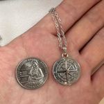 Compass Pendant Necklace for Men Women,Streetwear Punk Hip Hop Unisex Style Silver Photo 4