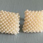 Vintage Screw Back / On Earrings Square Bundle Of Faux Baby Pearls Lovely Photo 2