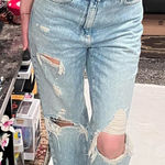 Garage denim vintage wash straight leg distressed jeans Photo 0