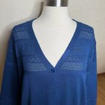 Grace Karin  Cardigan Womens Size 2XL Blue V Neck 3/4 Sleeve Button Down Photo 2