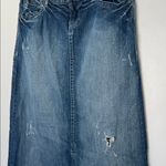 Maurice's Maurice’s Long Denim Maxi Skirt Front Slit Dark Wash Size 3/4 Y2K Modest Photo 1