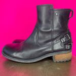 UGG  Orion Black Leather Double Buckle Detail Moto Boot Sz 7 Photo 2