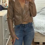 7 For All Mankind Brown leather long sleeve top Photo 0