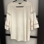 Adrianna Papell  Cream Blouse w tiered illusion bell sleeves Lg Photo 0