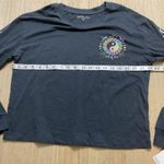 Rebellious One Womens Trendy Graphic Crop Top Pewter Blue Medium Long Sleeve New Photo 4