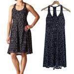 prAna Cali Dress Shelf Bra Racerback Empire Waist Knee Length Gray Geo Print M Photo 1