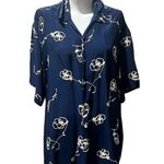 Equilibrio Italia Women's M Blue Floral Knee Length Shirt Dress Size L Photo 12