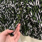 Tory Burch  Green Black White Silk Long Sleeve Button Down Blouse Photo 8