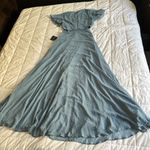 Lulus New  Deep in my heart slate blue Swiss Dot cut out maxi dress  size small Photo 4