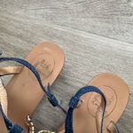 Jack Rogers  Elise Denim Gold Wrap Sandals 8M Dark Wash Flats Flip Flops Heeled Photo 4