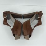 Brunello Cucinelli shoes 40 T-Strap peep toe heeled platform brown leather Photo 5