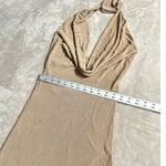 Aya Muse Tipo Mini Dress Women's Small Beige Cowl Neck Open Back Halter $650 Tan Photo 7