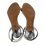 Tory Burch Elana Leather Sandals Kitten Heel Ankle strap Silver Sz 9 preppy chic Photo 8