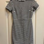 Old Navy  Black White Stripe Short Sleeve Form Fitting Dress - size S Photo 0