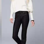 Simply Vera, Vera Wang Simply Vera Vera Wang Black Polished Twill Jean Pant High Rise Skinny Photo 0