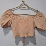 Better Be Tan Puff Sleeve Crop Blouse Photo 2