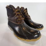 Sperry Womens Duck Boot Brown Rain Booties Warm Microfleece Rawhide Lace Up 11 Photo 2