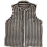 Charlotte Russe  Sheer Black White‎ Stripe Studded Sleeveless Shirt Size XL Edgy Photo 0