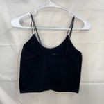Bozzolo  women's black ribbed stretch cropped scoop casual lounge active tank top Photo 3