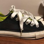 Converse Woman’s All Star sneakers with a double tongue black neon green size 8 Photo 3